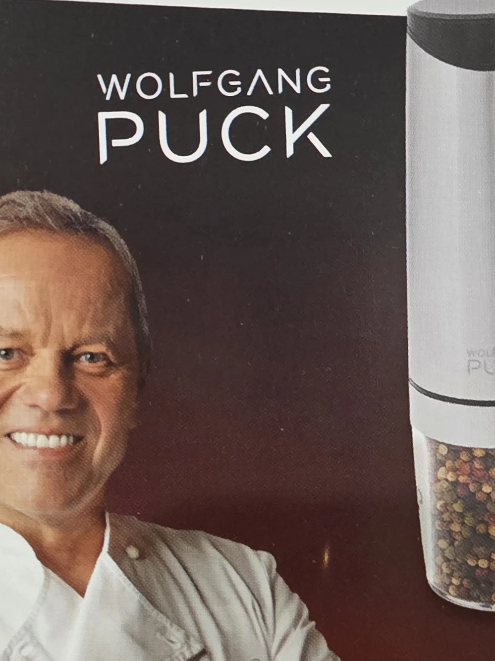 Wolfgang Puck White Pepper Mill - Sleek Countertop Grinder